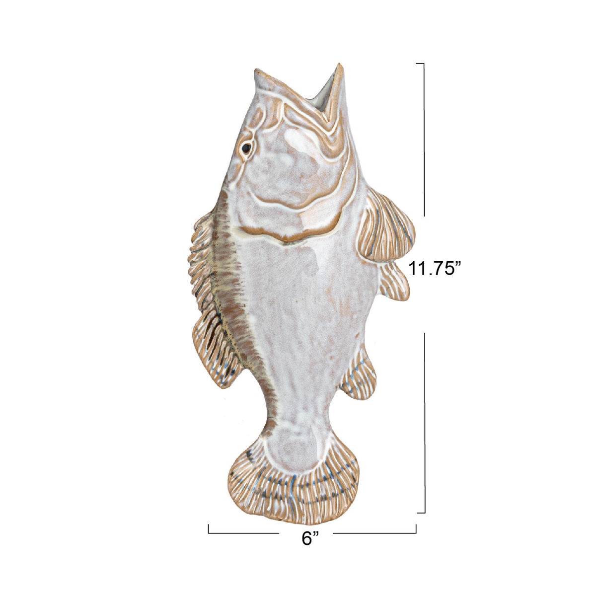Design Shop Vine Reproduction Stoneware Fish Shaped Wall Vase (each One Will Vary)