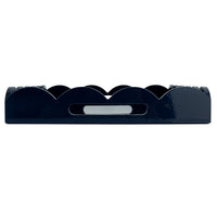 Design Shop MDF Lacquered Scalloped Tray w/ Handles, Navy Color