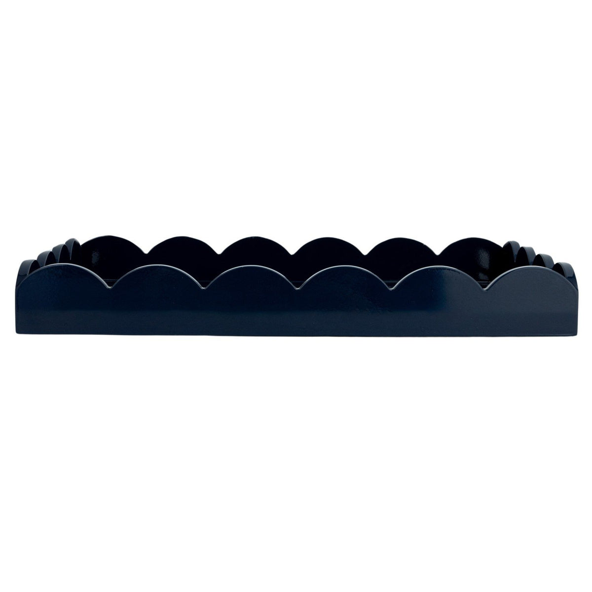 Design Shop MDF Lacquered Scalloped Tray w/ Handles, Navy Color