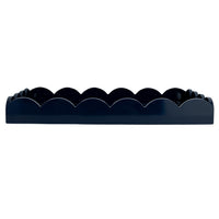 Design Shop MDF Lacquered Scalloped Tray w/ Handles, Navy Color