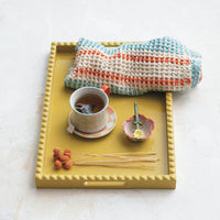 Design Shop MDF & Rubberwood Lacquered Tray w/ Hobnail Edge & Handles