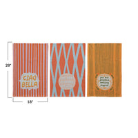 Design Shop Cotton & Linen Printed Tea Towel w/ Pattern & Saying, Set of 3