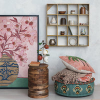 Design Shop Wood Framed Glass Wall Décor w/ Flowers in Vase