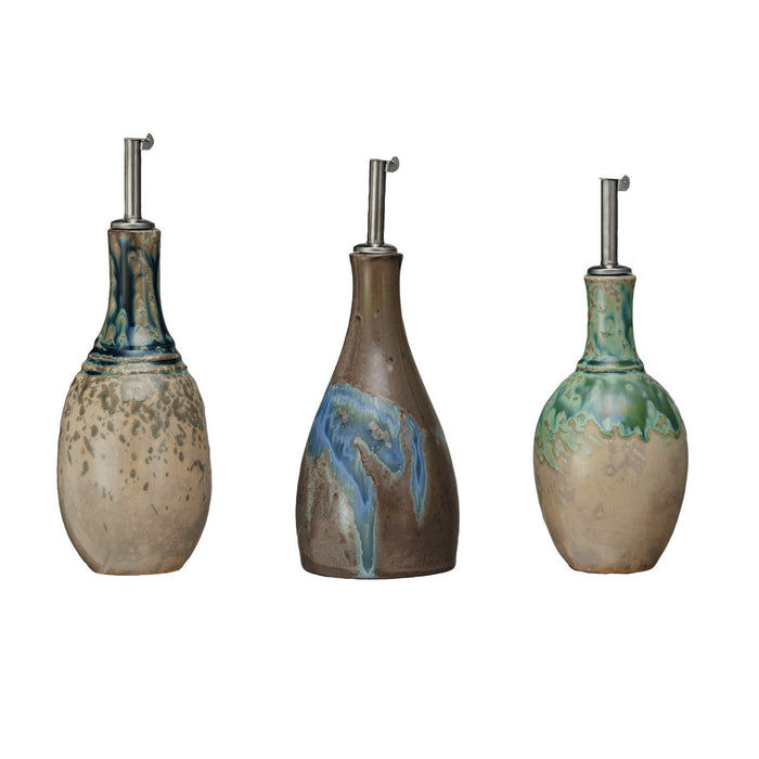 Design Shop 10 oz. Stoneware Oil Cruet, Set of 3