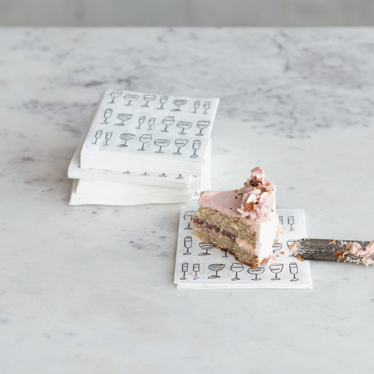 Design Shop Paper Cocktail Napkins w/ Wine Art