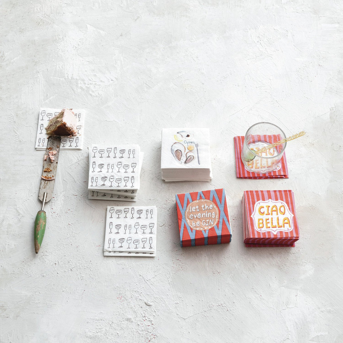 Design Shop Paper Cocktail Napkins w/ Wine Art