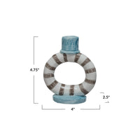 Design Shop Hand-Painted Stoneware Ring Taper Holder w/ Stripes