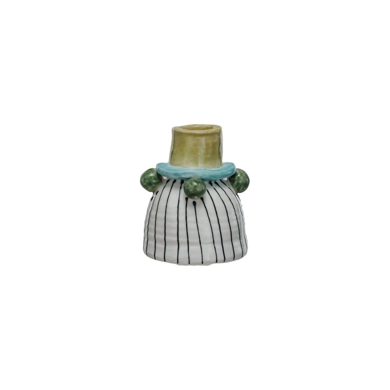 Design Shop Hand-Painted Stoneware Taper Holder