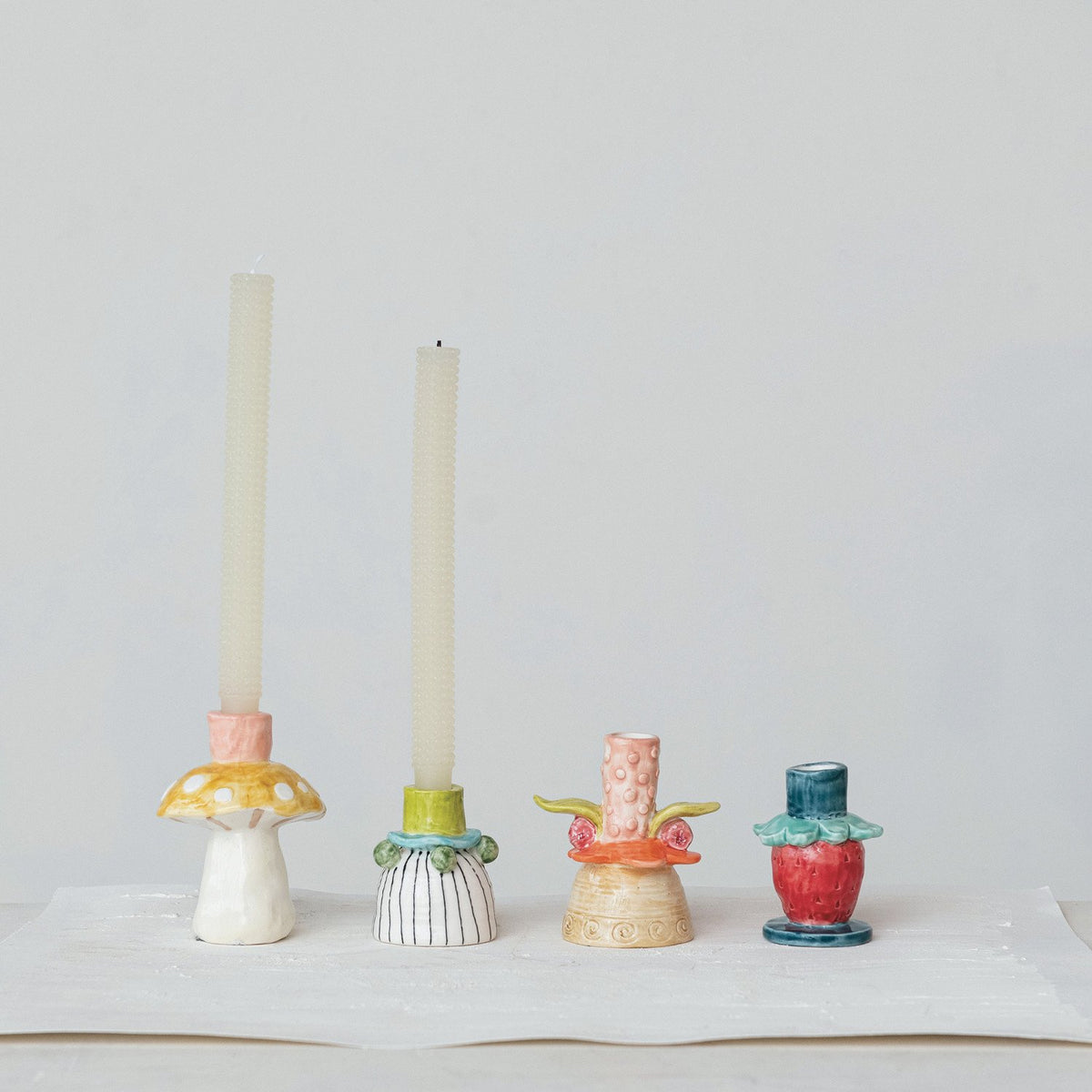 Design Shop Hand-Painted Stoneware Taper Holder