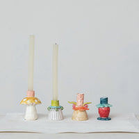 Design Shop Hand-Painted Stoneware Taper Holder