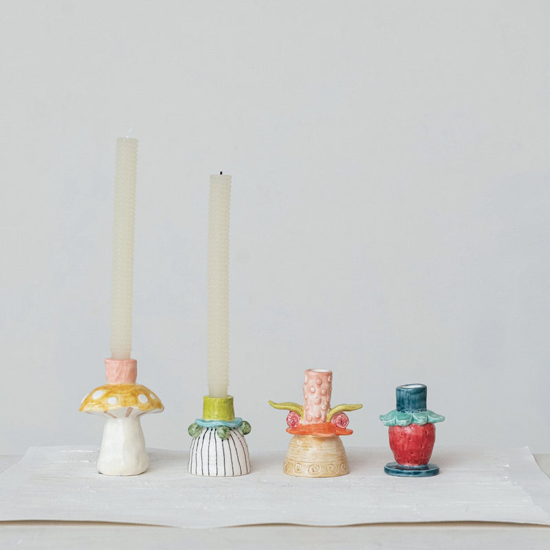 Design Shop Hand-Painted Stoneware Taper Holder