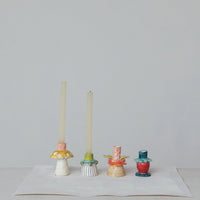 Design Shop Hand-Painted Stoneware Taper Holder
