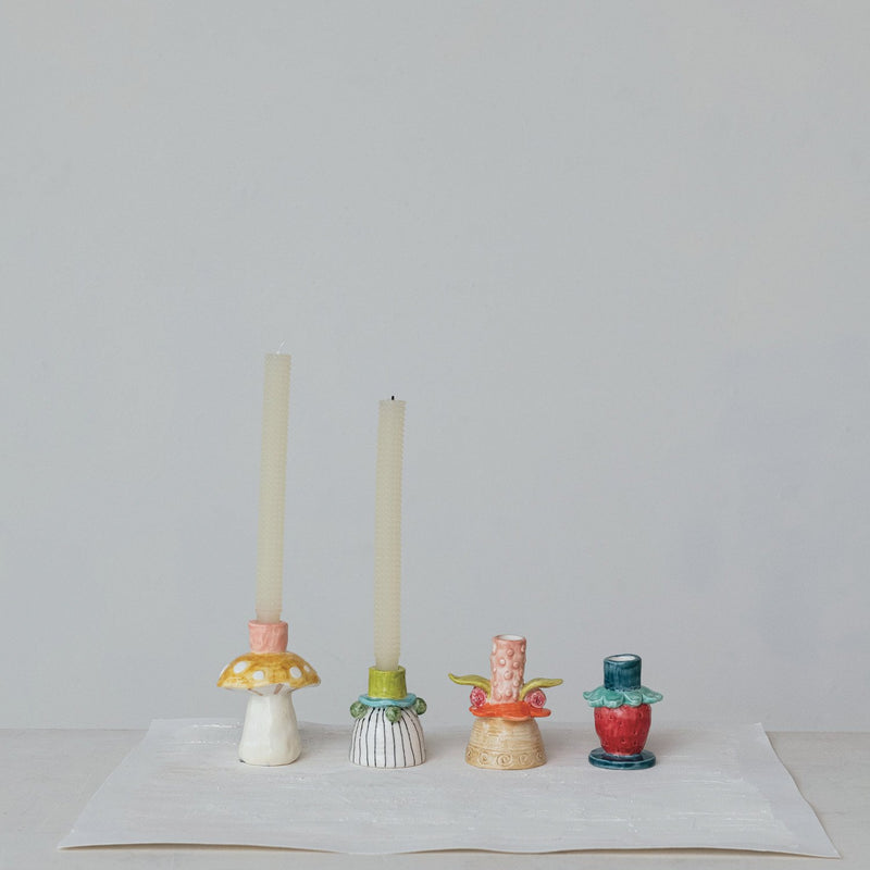 Design Shop Hand-Painted Stoneware Taper Holder
