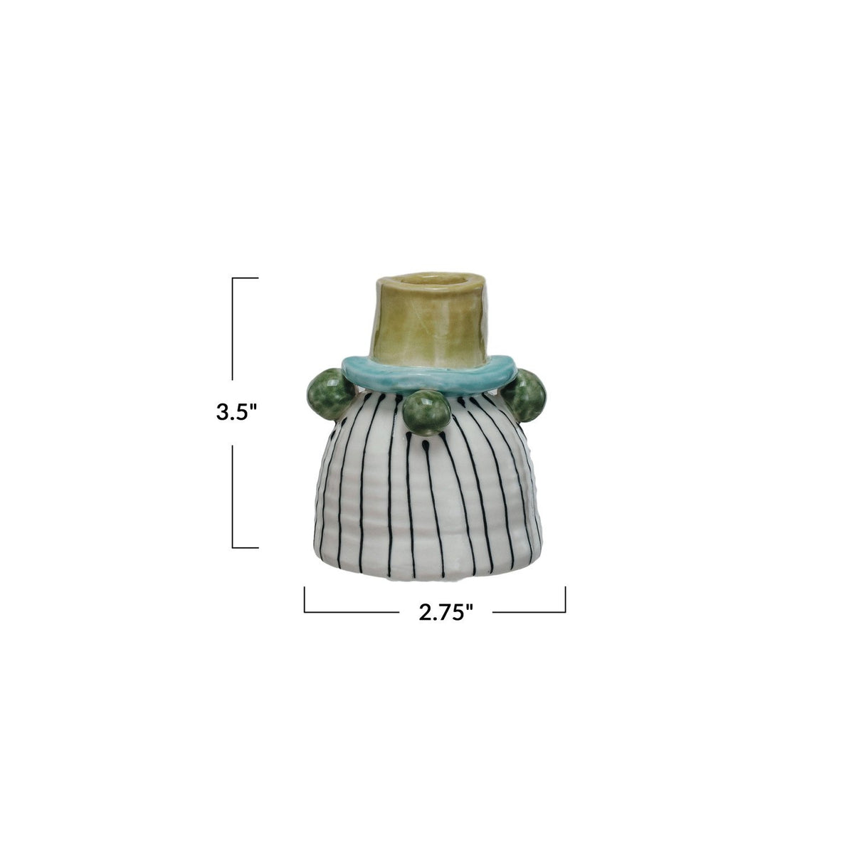 Design Shop Hand-Painted Stoneware Taper Holder