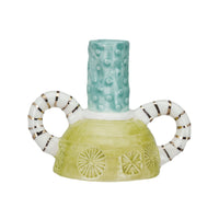 Design Shop Hand-Painted Stoneware Taper Holder w/ Handles