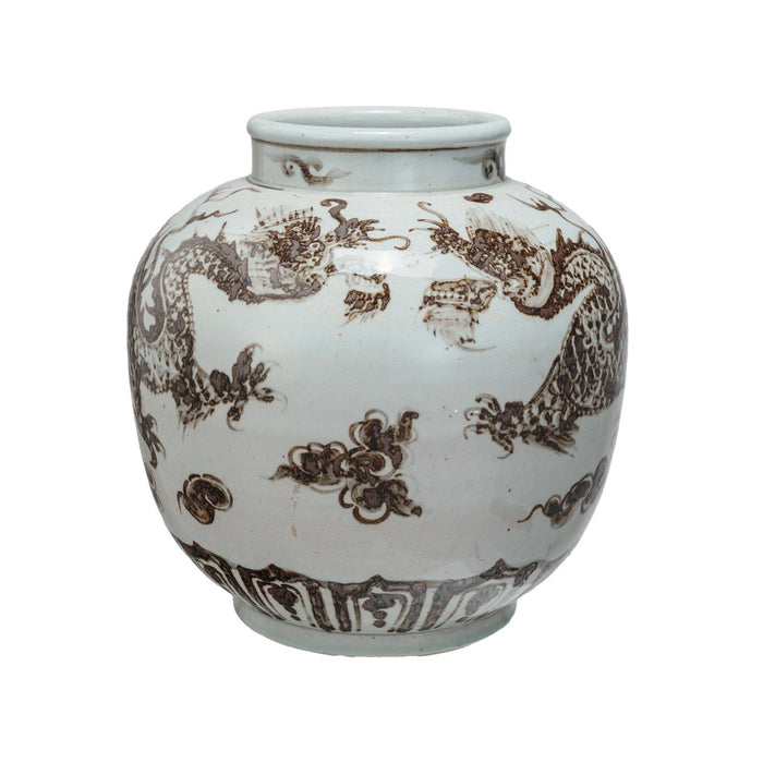Design Shop Hand-Painted Porcelain Vintage Reproduction Vase w/ Dragons