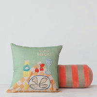 Design Shop 18" Square Cotton & Linen Printed Pillow w/ Tablescape