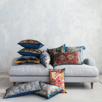 Design Shop 20" Square Cotton Blend Velvet Printed Pillow w/ Vintage Carpet Pattern