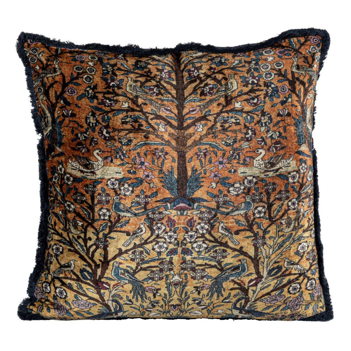 Design Shop 20" Square Cotton Blend Velvet Printed Pillow w/ Vintage Carpet Pattern