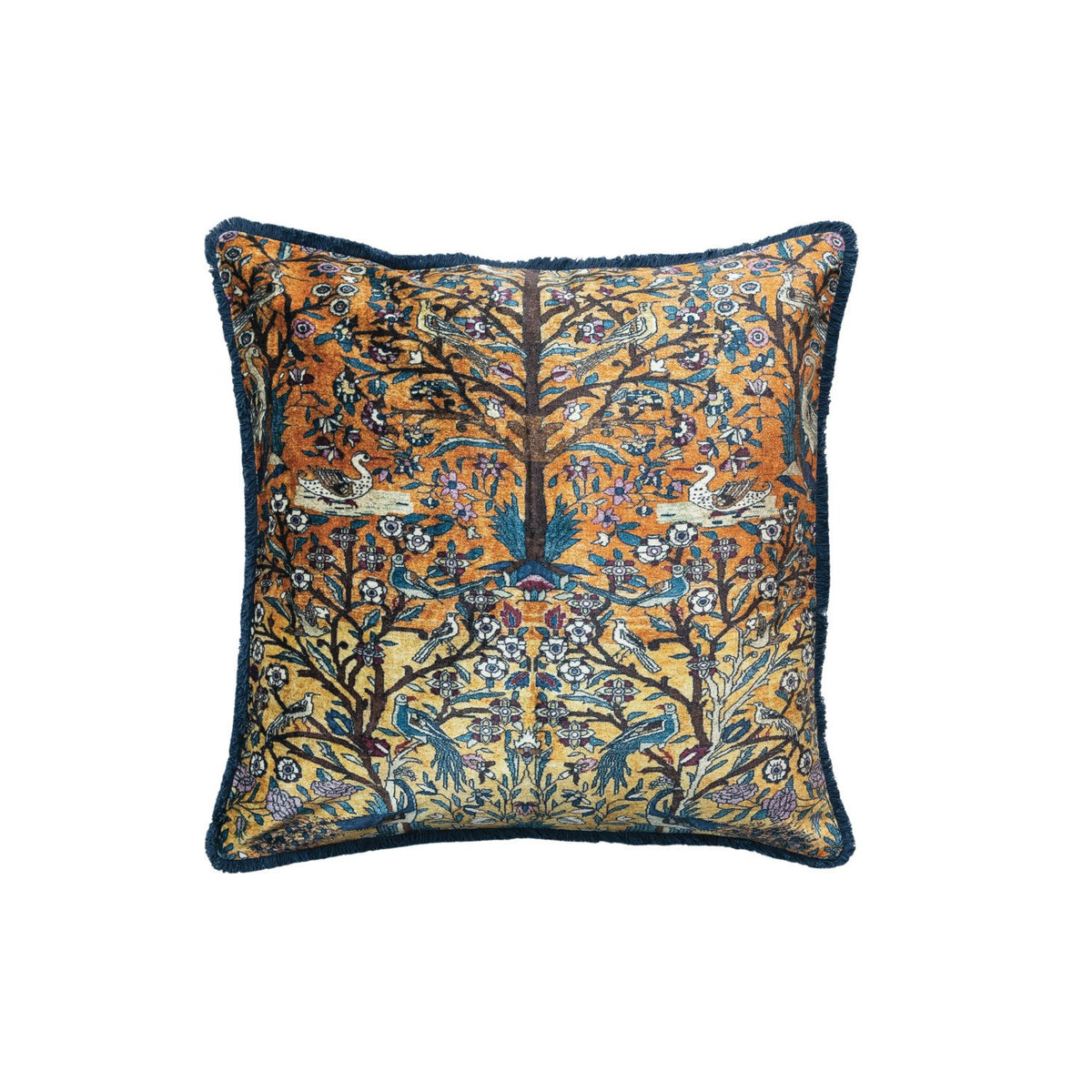 Design Shop 20" Square Cotton Blend Velvet Printed Pillow w/ Vintage Carpet Pattern