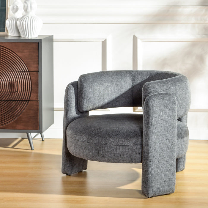 Grey Fabric Barrel Chair