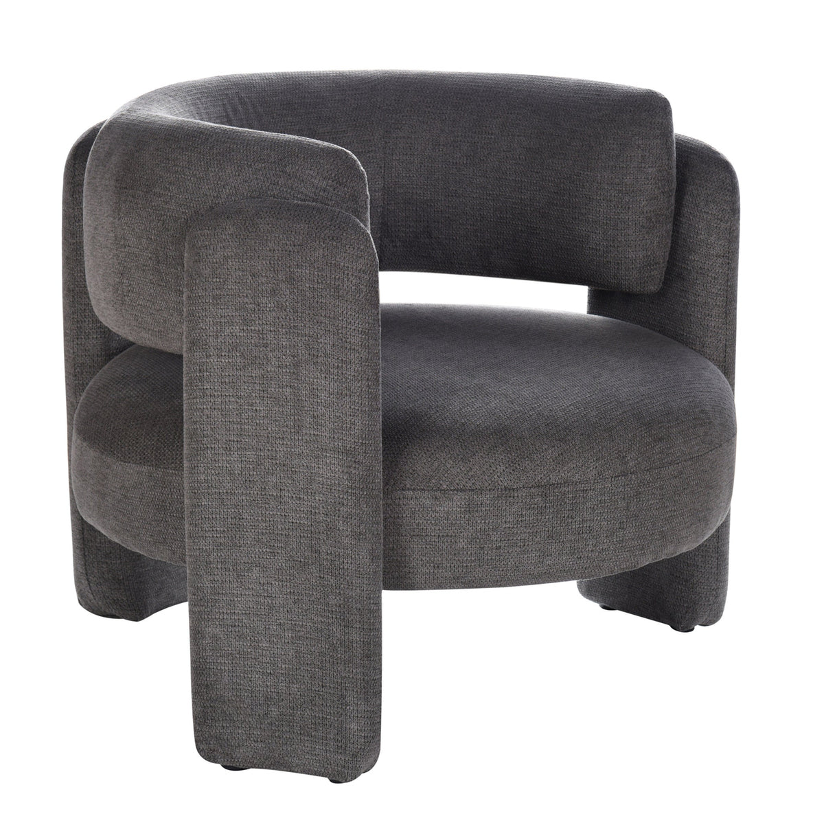 Grey Fabric Barrel Chair