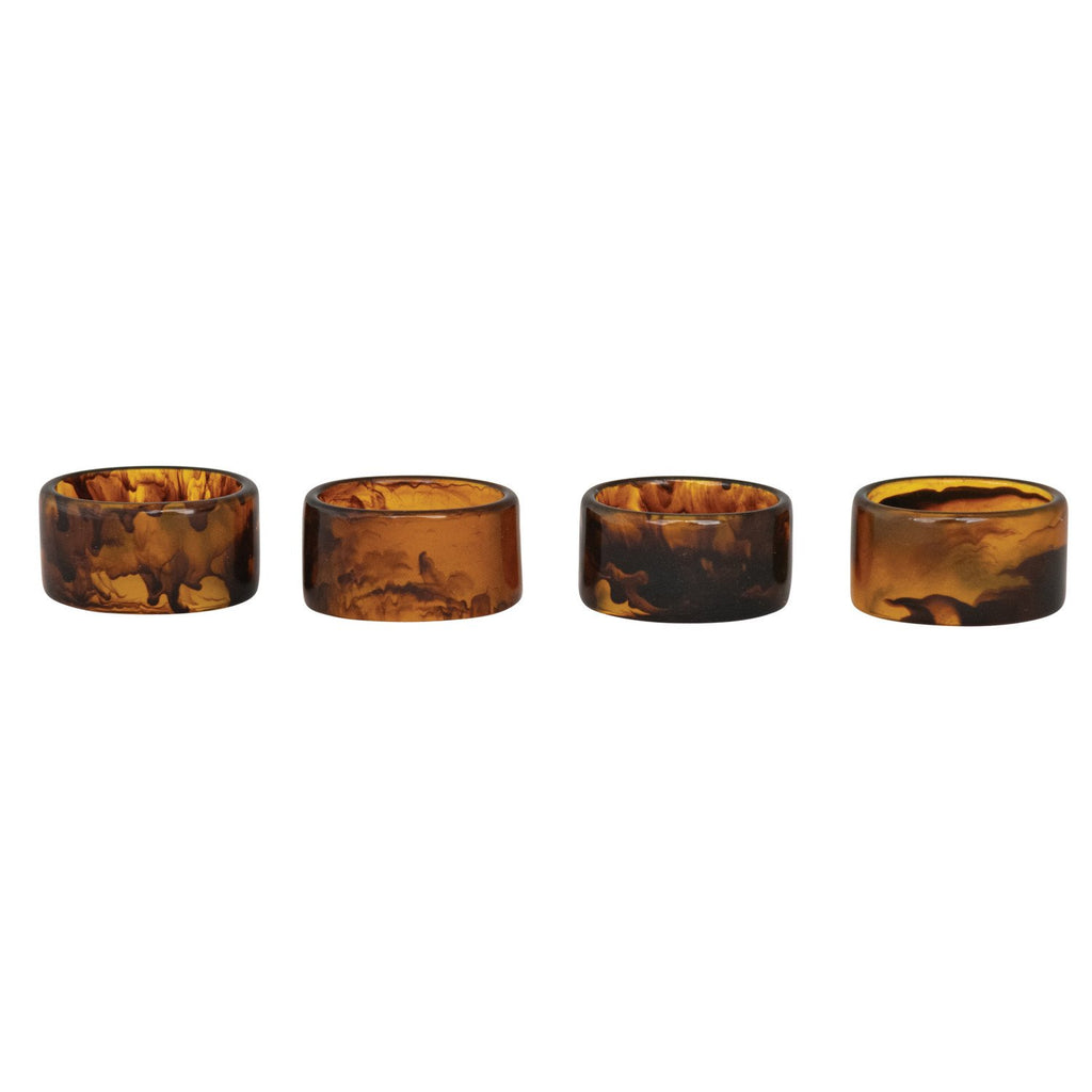 Napkin Rings, Tortoise Shell Finish, Set of 4