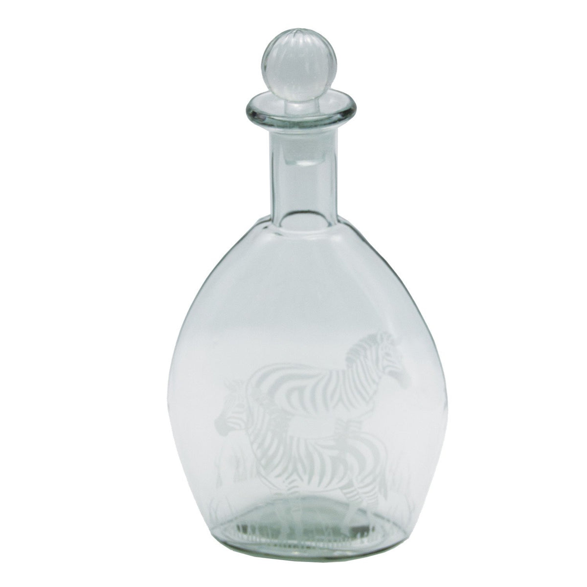 Design Shop 1 Quart Etched Glass Decanter with Zebras & Glass Stopper