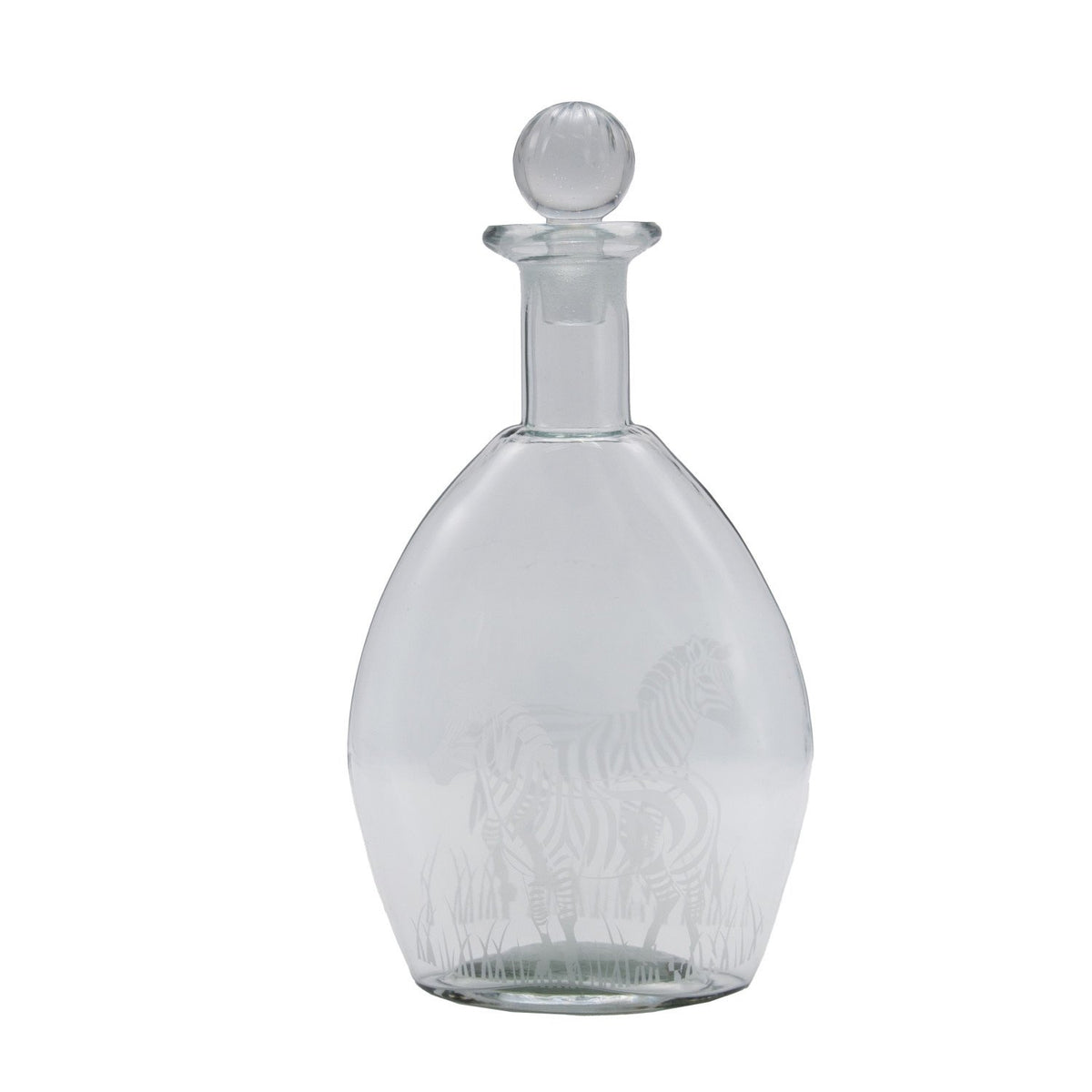 Design Shop 1 Quart Etched Glass Decanter with Zebras & Glass Stopper