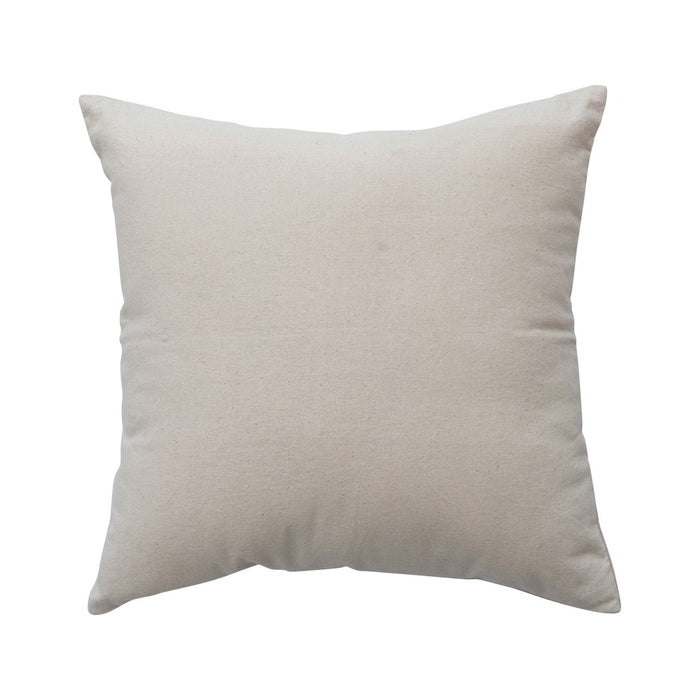 Design Shop 18" Square Cotton Printed Slub Pillow with Embroidery