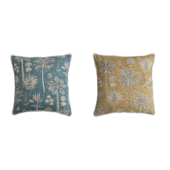 Design Shop 18" Square Cotton Slub Pillow with Eyelash Fringe, Set of 2
