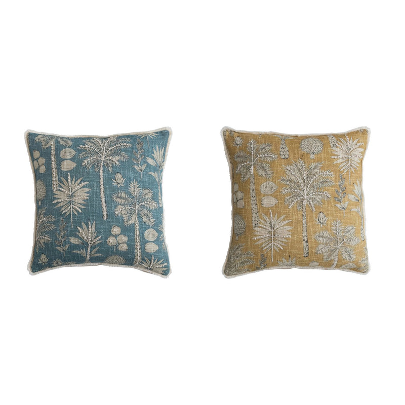 Design Shop 18" Square Cotton Slub Pillow with Eyelash Fringe, Set of 2