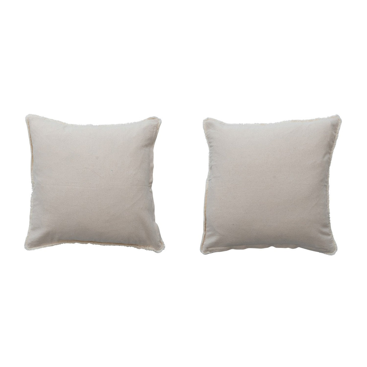 Design Shop 18" Square Cotton Slub Pillow with Eyelash Fringe, Set of 2