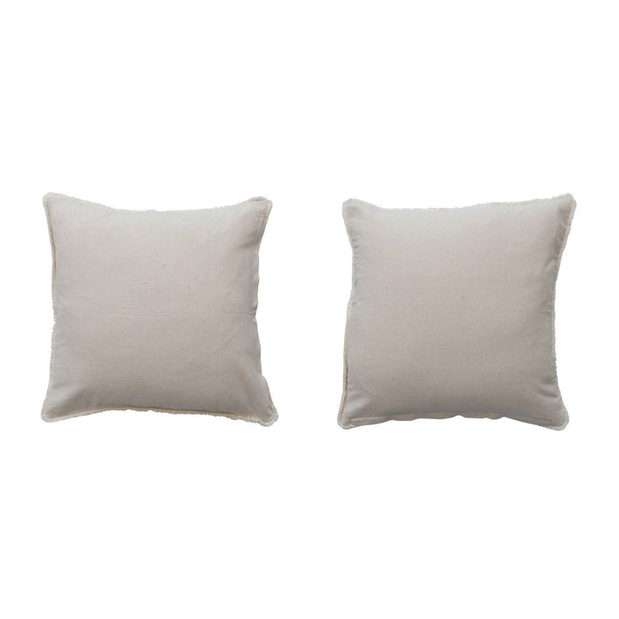 Design Shop 18" Square Cotton Slub Pillow with Eyelash Fringe, Set of 2