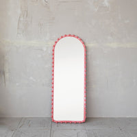 Design Shop Wood Ball Framed Arched Wall Mirror, Pink
