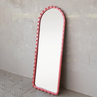 Design Shop Wood Ball Framed Arched Wall Mirror, Pink