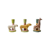 Design Shop Handmade Stoneware Safari Animal Taper Holder, Set of 3
