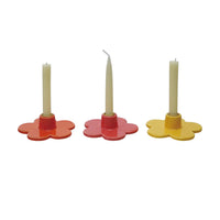 Design Shop Stoneware Flower Shaped Taper Holder, Set of 3 (Holds 1/2" Taper)