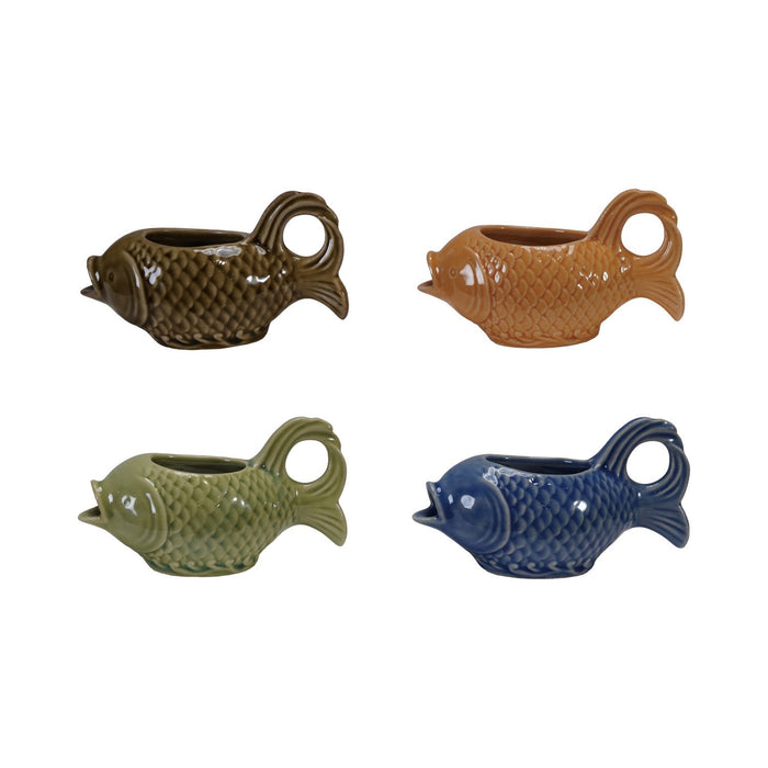 Design Shop 2 oz. Stoneware Fish Shaped Creamer, 4 Colors