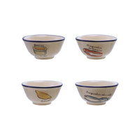 Design Shop Stoneware Pinch Pot with Seafood Accoutrements, Set of 4