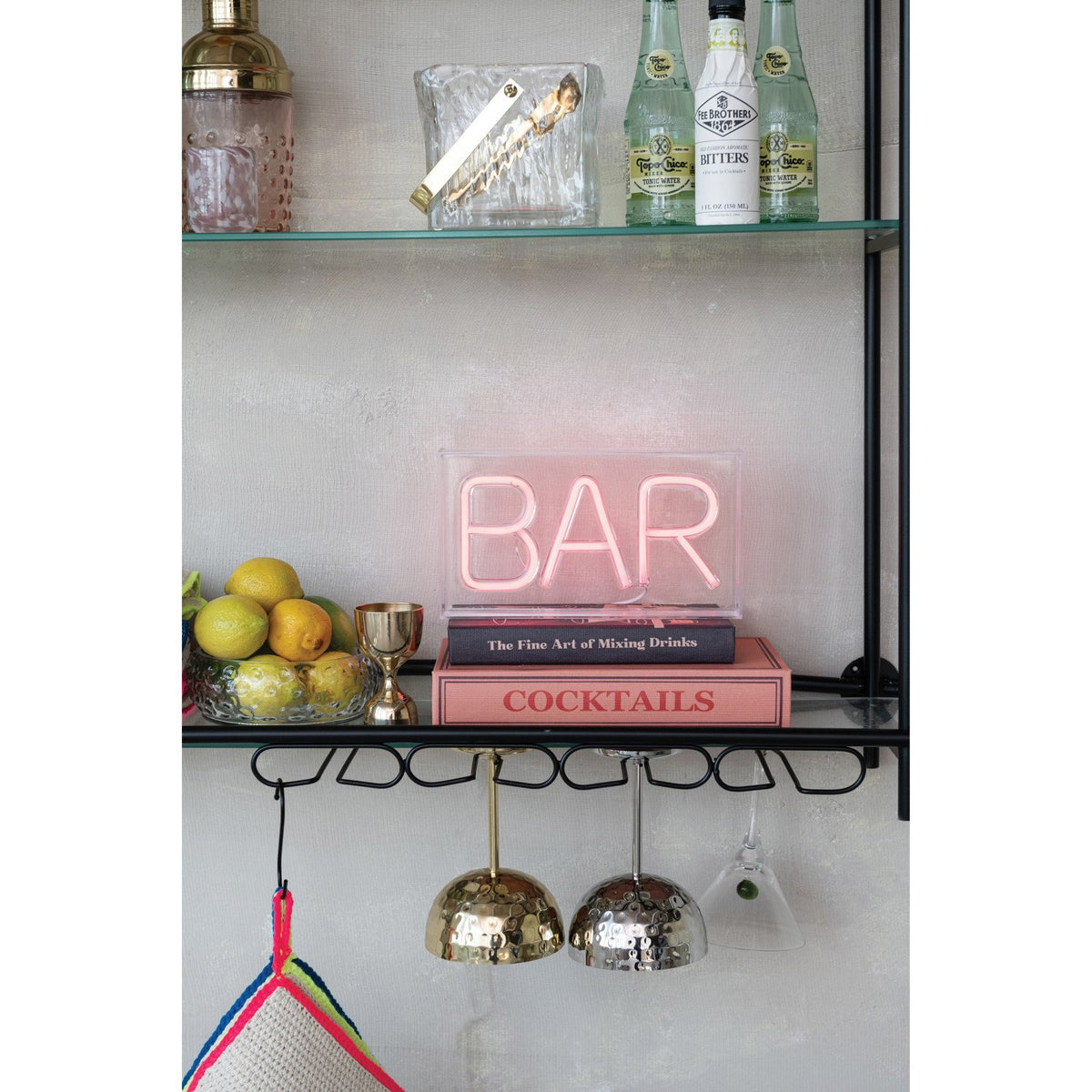 Design Shop Plastic LED Neon Light with USB Cord "BAR", Red