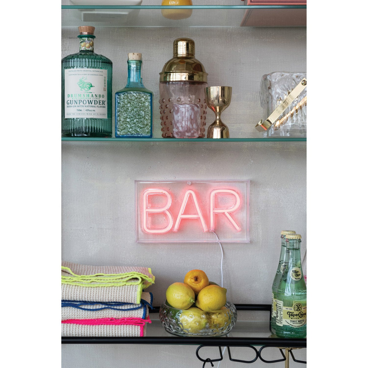 Design Shop Plastic LED Neon Light with USB Cord "BAR", Red