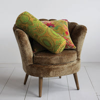 Design Shop Cotton Velvet Embroidered Bolster Pillow, Green