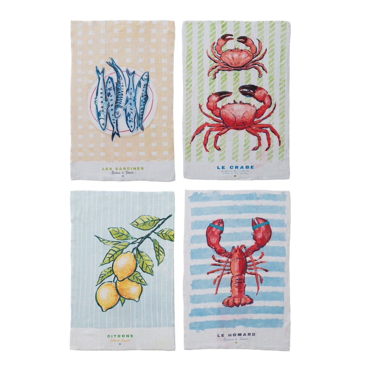 Design Shop Printed Recycled Microfiber Tea Towel, Set of 4