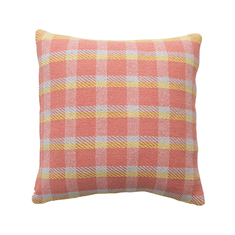 Design Shop 20" Square Woven Recycled Cotton Pillow Plaid