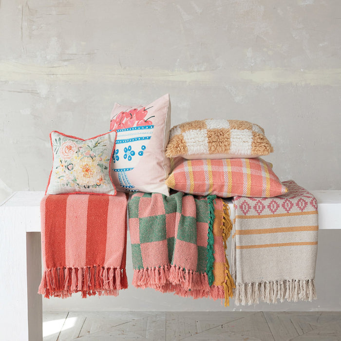 Design Shop 20" Square Woven Recycled Cotton Pillow Plaid