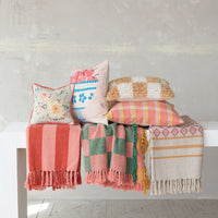 Design Shop 20" Square Woven Recycled Cotton Pillow Plaid