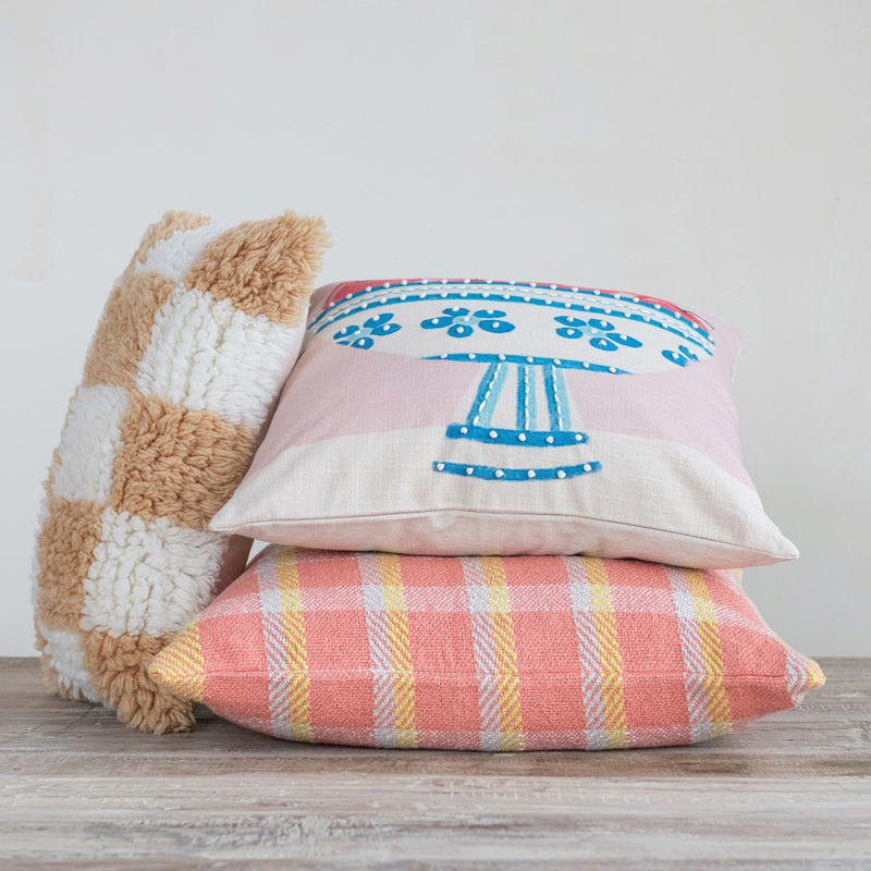 Design Shop 20" Square Woven Recycled Cotton Pillow Plaid