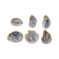 Design Shop Decorative Resin Shell Shaped Dish with Sea Image, Set of 6