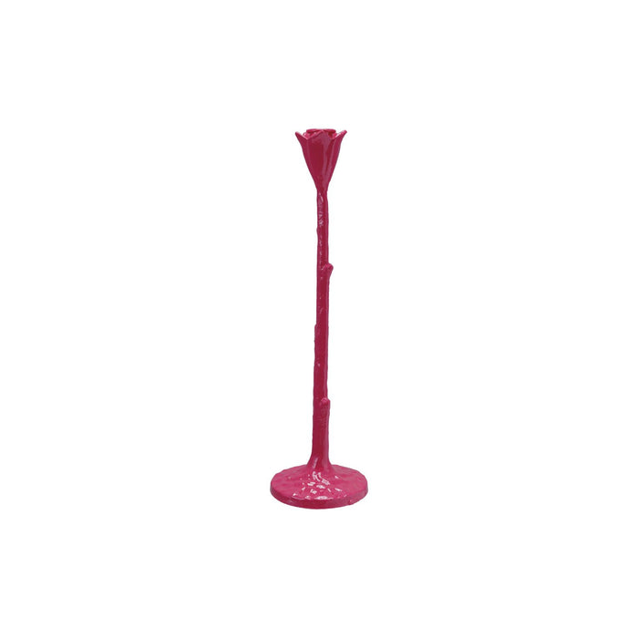 Design Shop Cast Iron Flower Shaped Taper Holder, Fuchsia Color